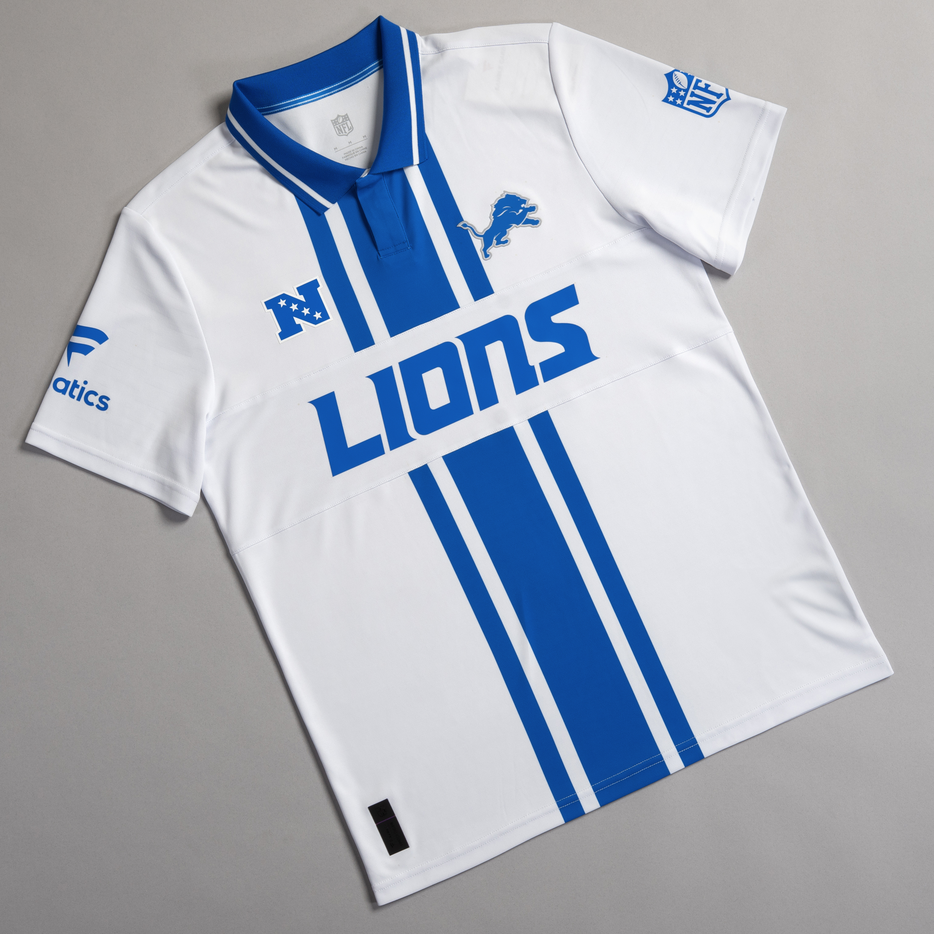 Men's Fanatics White Detroit Lions NFL Football x Football Collared Fan Top