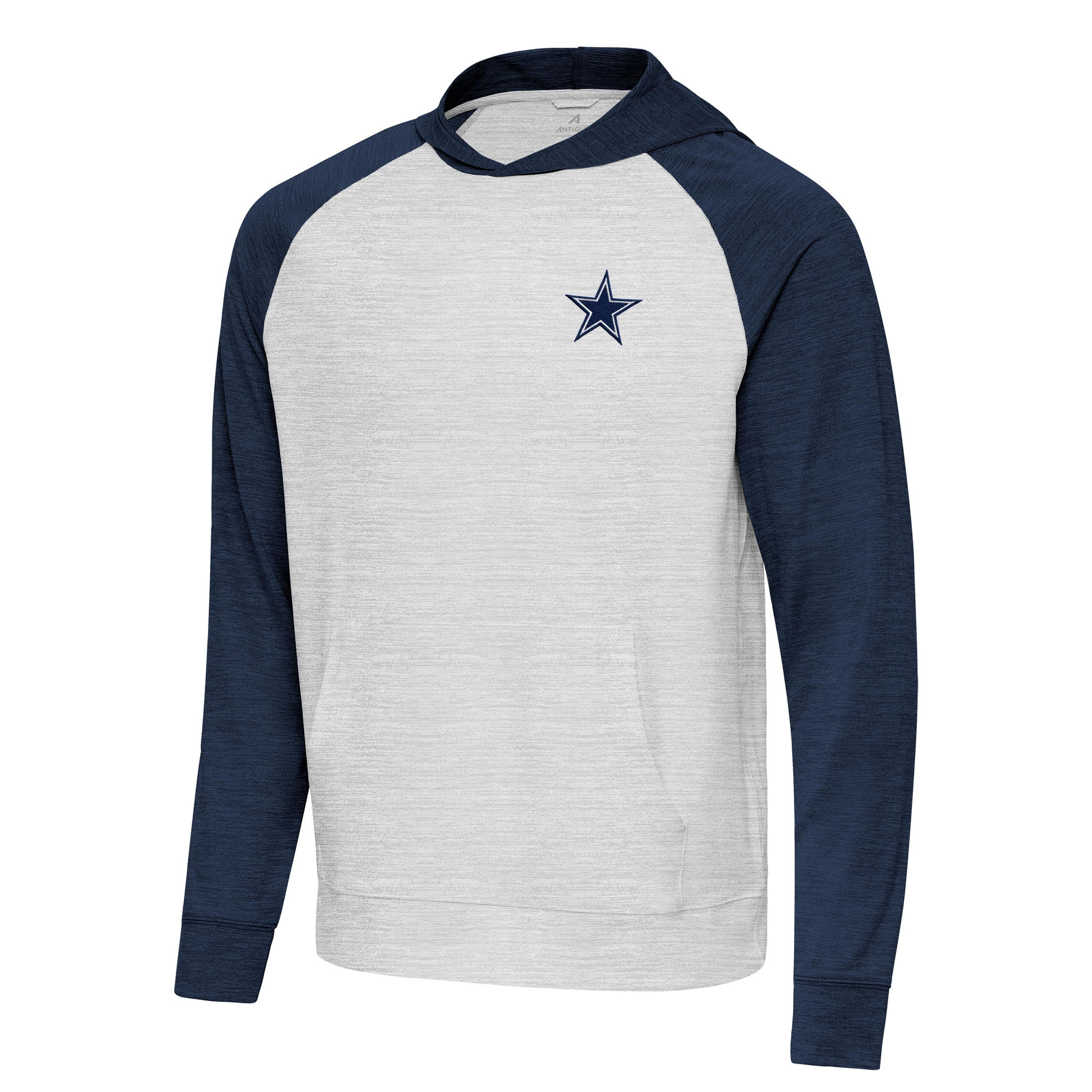 Men's Antigua Heather Gray/Navy Dallas Cowboys Urgent Pullover Hoodie