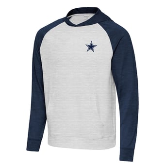 Men's Antigua Heather Gray/Navy Dallas Cowboys Urgent Pullover Hoodie