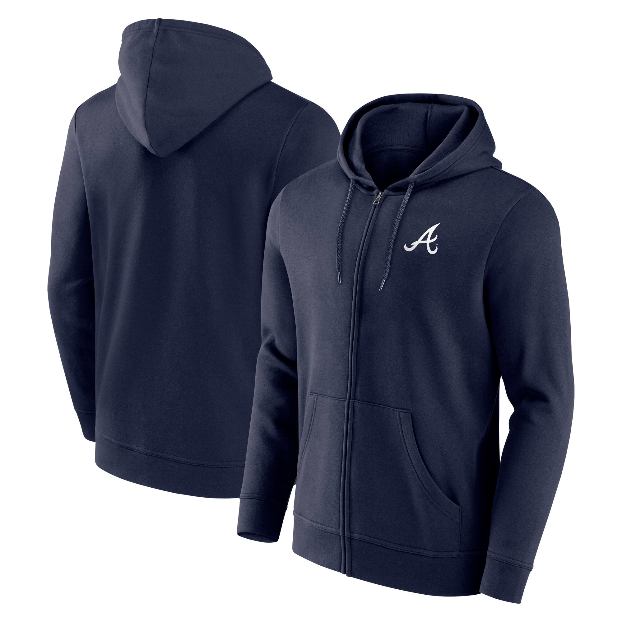 Atlanta Braves Felpa con cappuccio e zip intera con logo Primary - Uomo