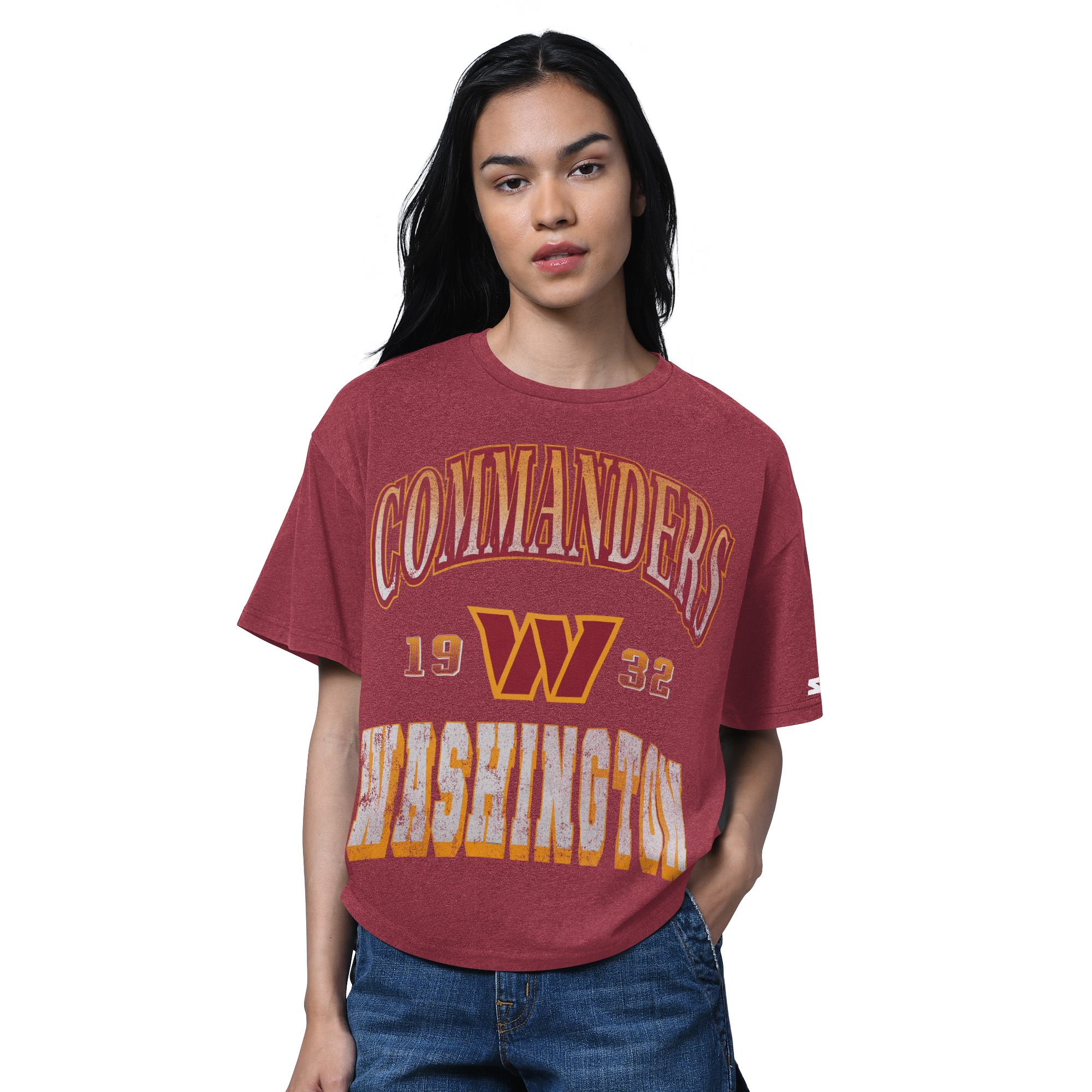 Women's Starter Heather Burgundy Washington Commanders Oversized Hall of Fame T-Shirt