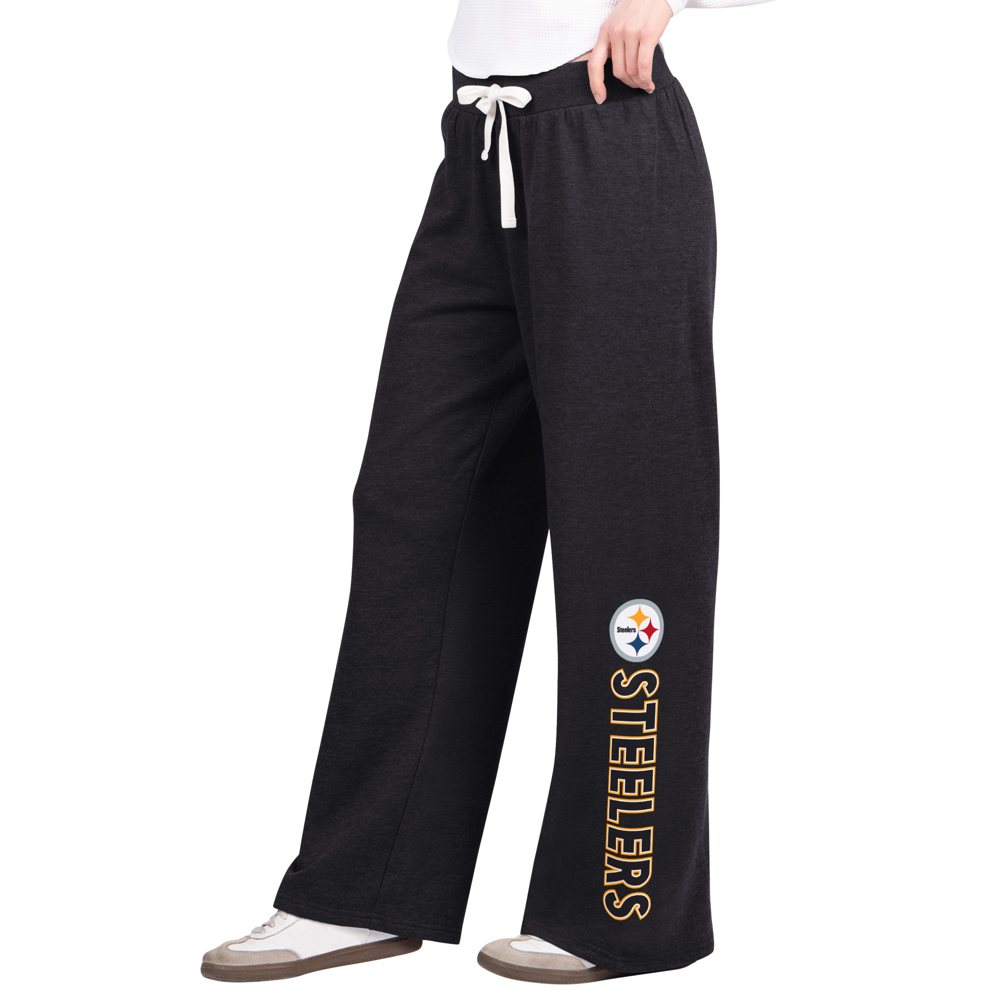 Women's G-III 4Her by Carl Banks Black Pittsburgh Steelers Field Wide Leg Sweatpants
