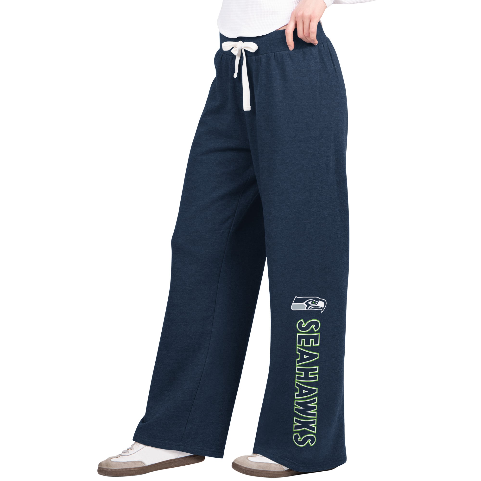 Women's G-III 4Her by Carl Banks College Navy Seattle Seahawks Field Wide Leg Sweatpants