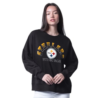 Women's G-III 4Her by Carl Banks Black Pittsburgh Steelers Oversized Feud Sweatshirt
