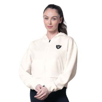 Women's MSX by Michael Strahan Cream Las Vegas Raiders Eleanor Full-Zip Hoodie