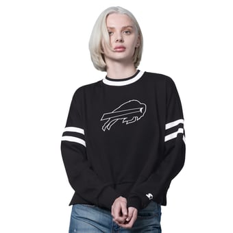 Women's Starter  Black Buffalo Bills Rally Drop Shoulder Cropped Sweatshirt