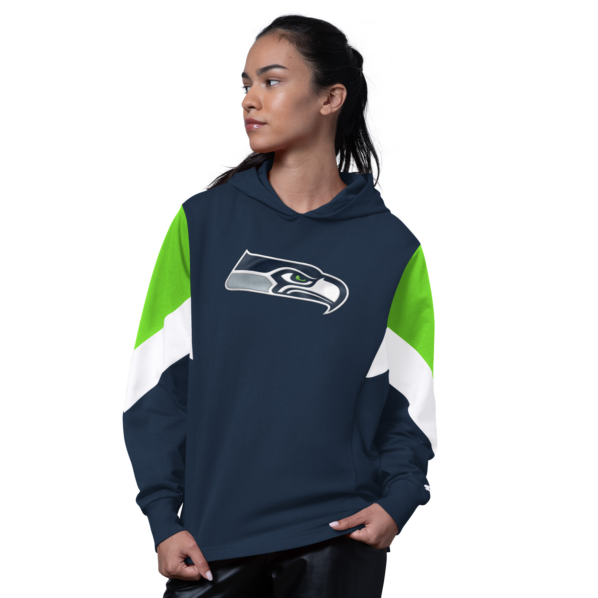 Women's Starter College Navy Seattle Seahawks Scrimmage Hoodie
