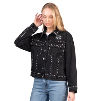 Women's G-III 4Her by Carl Banks  Black Pittsburgh Steelers Pit Stop Crew II Full-Button Denim Jacket