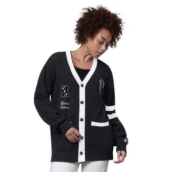 Women's Starter Black Atlanta Falcons Back Shot Button-Up Cardigan