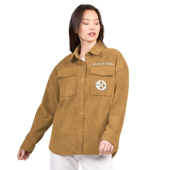 Women's G-III 4Her by Carl Banks  Brown Pittsburgh Steelers Re-Match Corduroy Full-Snap Shacket