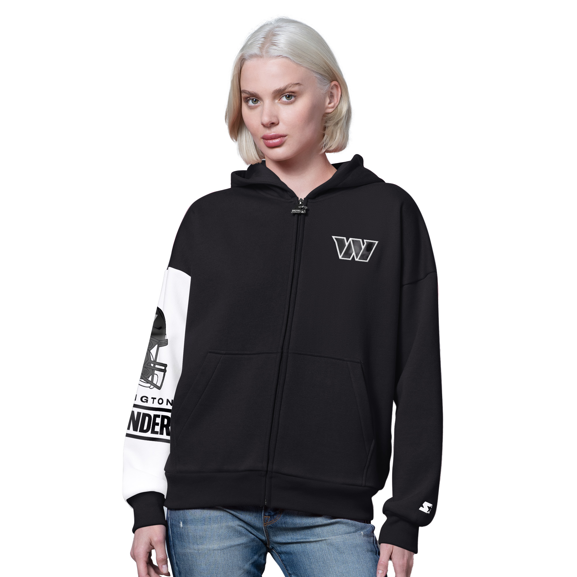 Women's Starter  Black Washington Commanders 4th Down Full-Zip Hoodie
