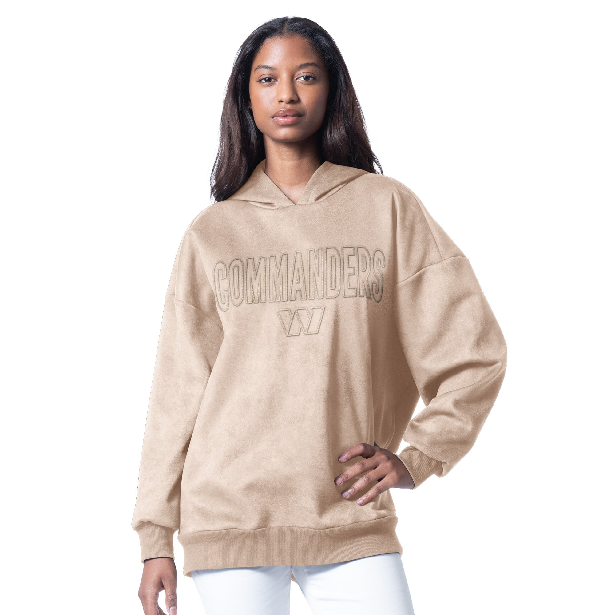 Women's G-III 4Her by Carl Banks  Cream Washington Commanders Best Hitter Oversized Tunic Pullover Hoodie