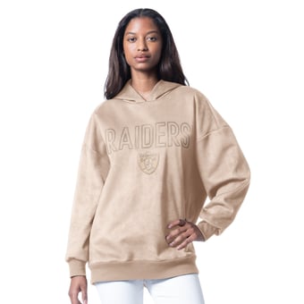 Women's G-III 4Her by Carl Banks  Cream Las Vegas Raiders Best Hitter Oversized Tunic Pullover Hoodie