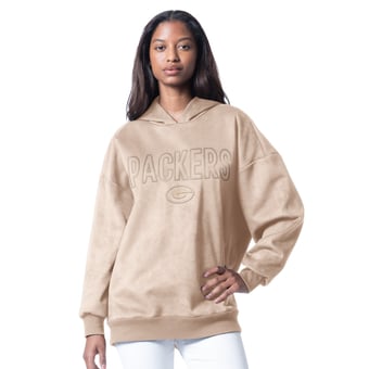 Women's G-III 4Her by Carl Banks  Cream Green Bay Packers Best Hitter Oversized Tunic Pullover Hoodie