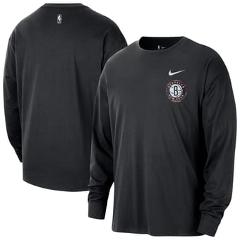 Men's Nike  Black Brooklyn Nets 2025/26 City Edition Remix Essential Logo Long Sleeve T-Shirt