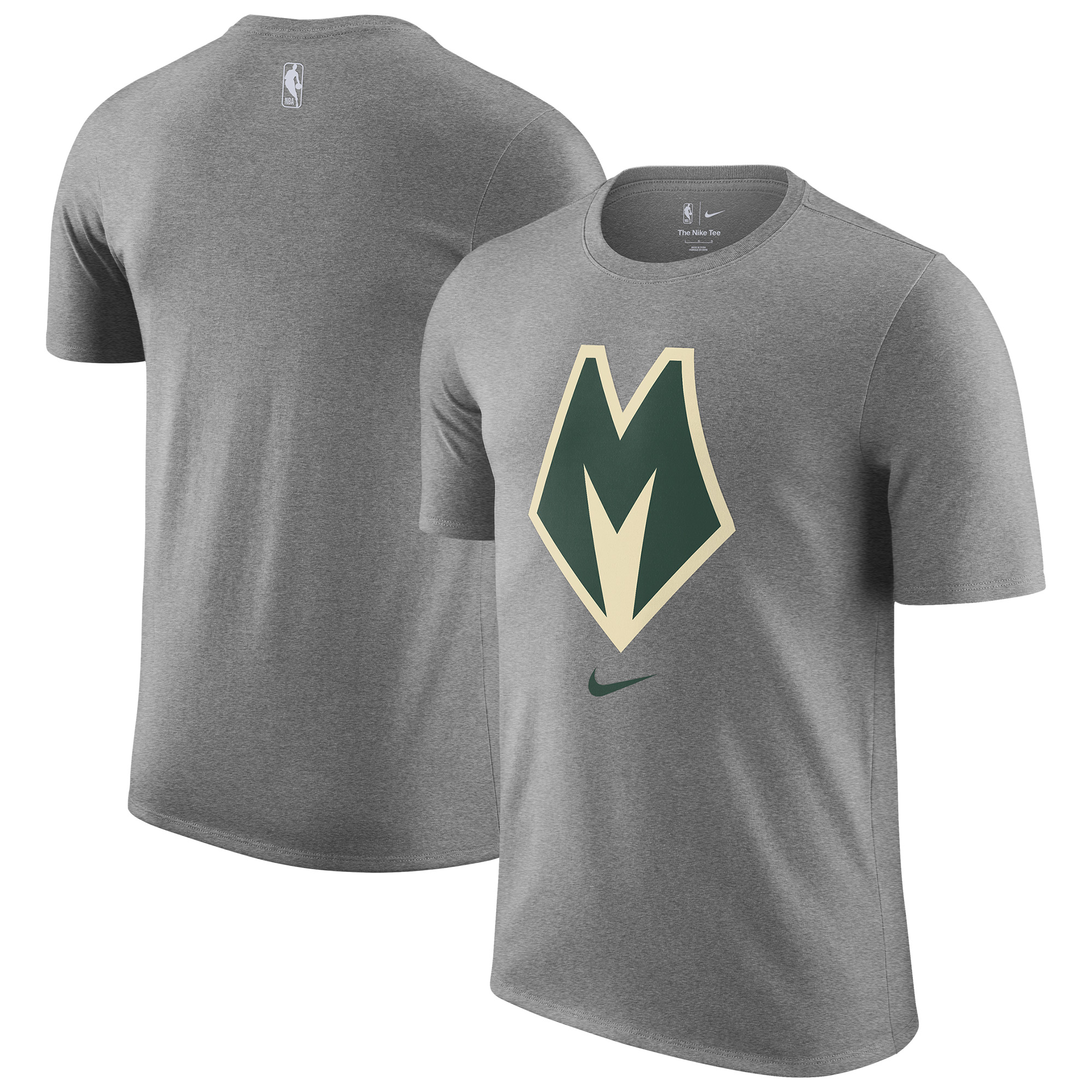 Men's Nike Heather Gray Milwaukee Bucks 2025/26 City Edition Remix Essential Logo T-Shirt