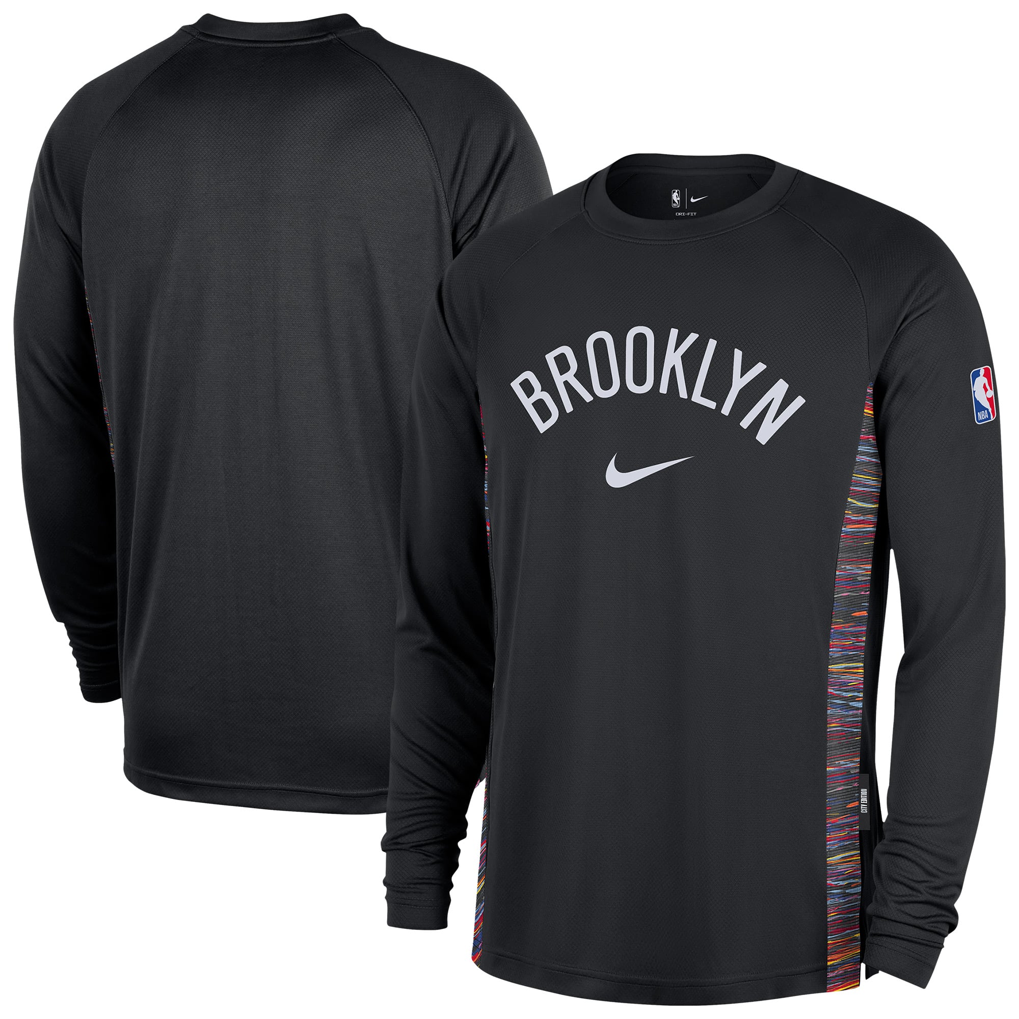Men's Nike Black Brooklyn Nets 2025/26 City Edition Authentic Pregame Dri-FIT Long Sleeve Shooting T-Shirt