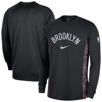 Men's Nike  Black Brooklyn Nets 2025/26 City Edition Authentic Pregame Dri-FIT Long Sleeve Shooting T-Shirt