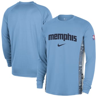 Men's Nike  Light Blue Memphis Grizzlies 2025/26 City Edition Authentic Pregame Dri-FIT Long Sleeve Shooting T-Shirt
