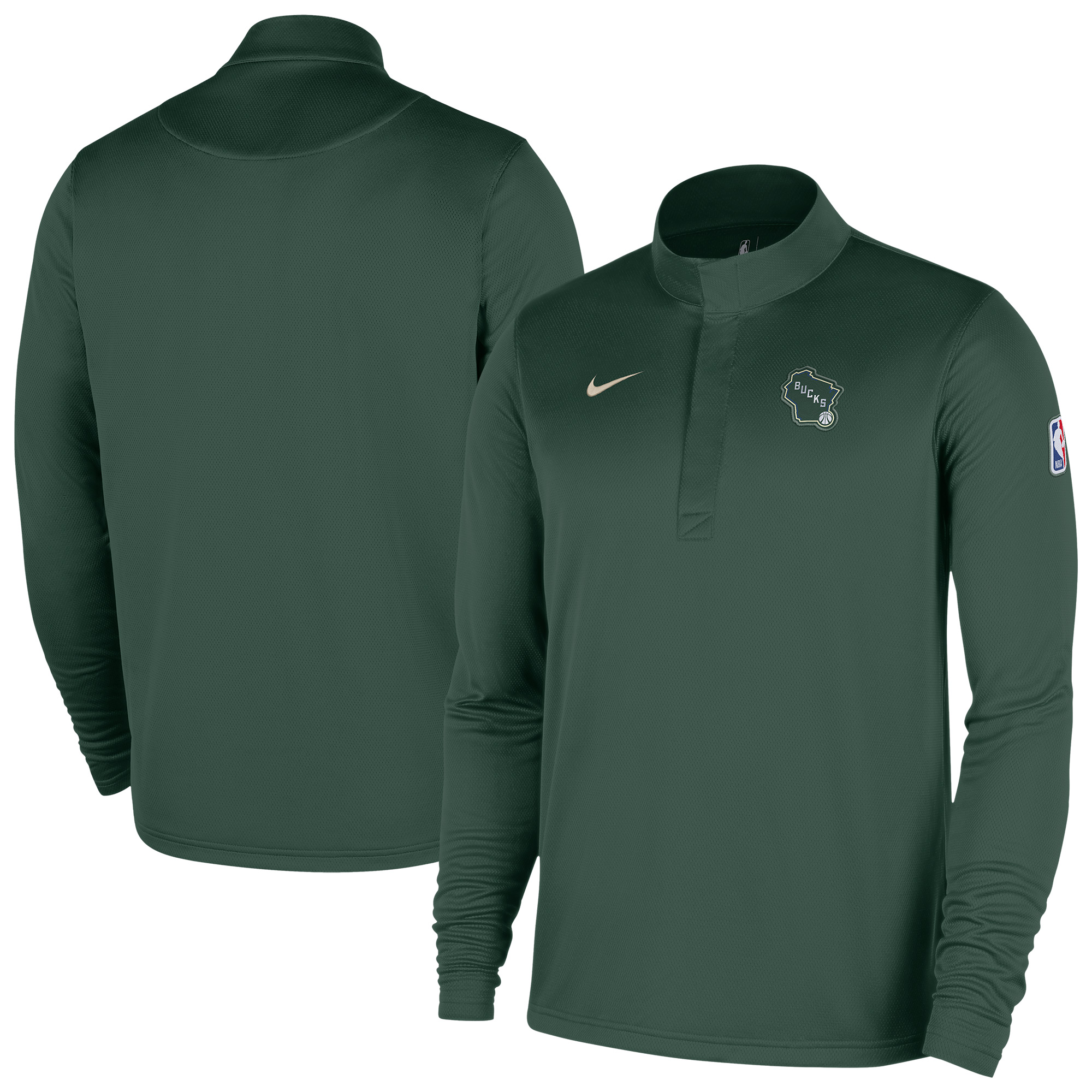 Men's Nike Hunter Green Milwaukee Bucks 2025/26 City Edition Remix Authentic Coaches Dri-FIT Half-Zip Top