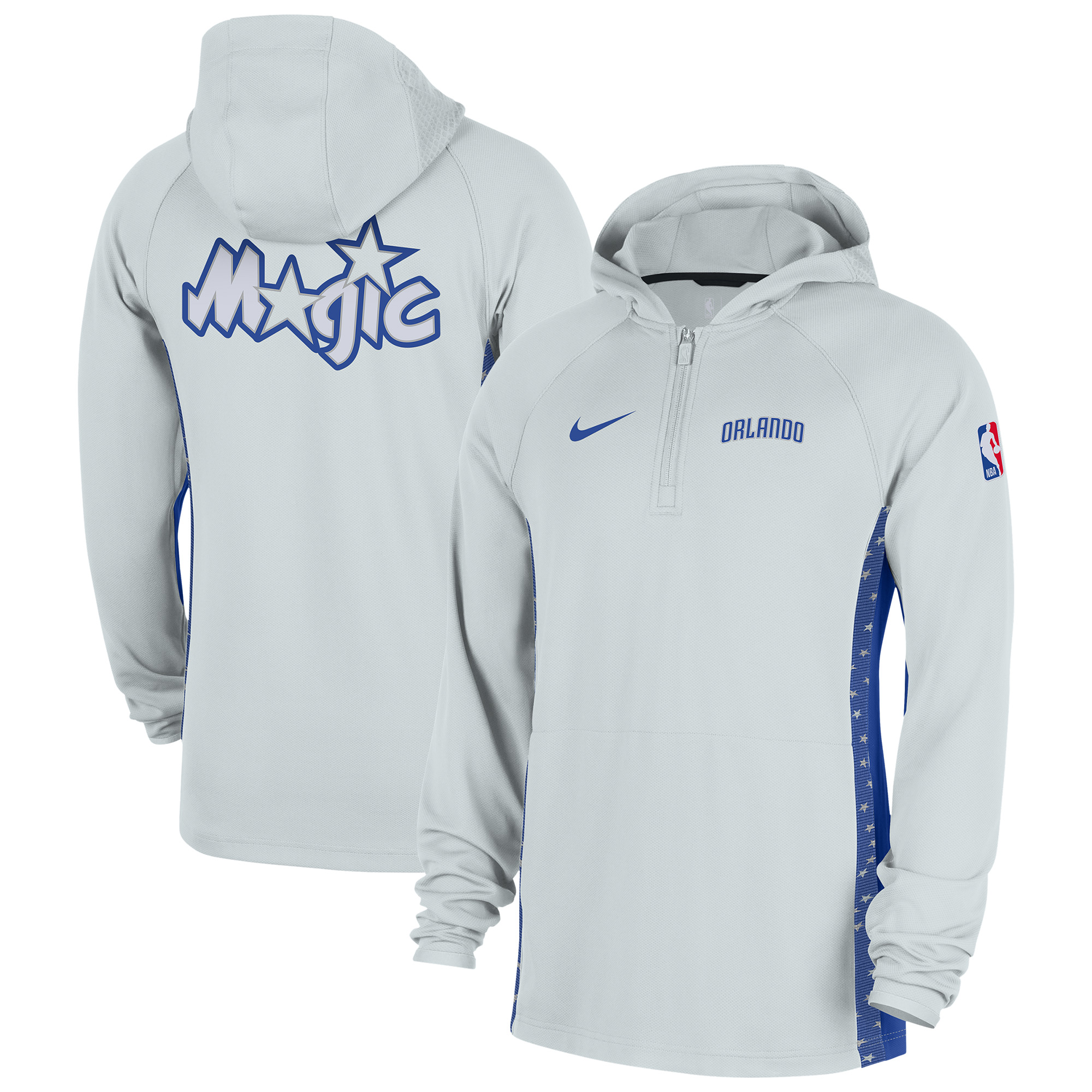 Men's Nike Silver Orlando Magic 2025/26 City Edition Remix Authentic On-Court Quarter-Zip Dri-FIT Hooded Jacket