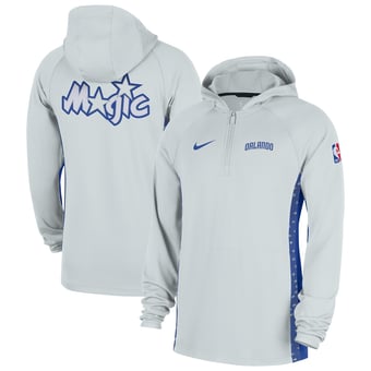 Men's Nike  Silver Orlando Magic 2025/26 City Edition Remix Authentic On-Court Quarter-Zip Dri-FIT Hooded Jacket