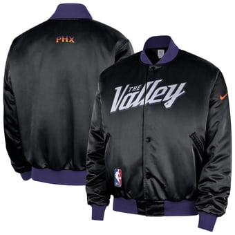 Men's Nike  Black Phoenix Suns 2025/26 City Edition Remix Courtside Full-Snap Bomber Jacket