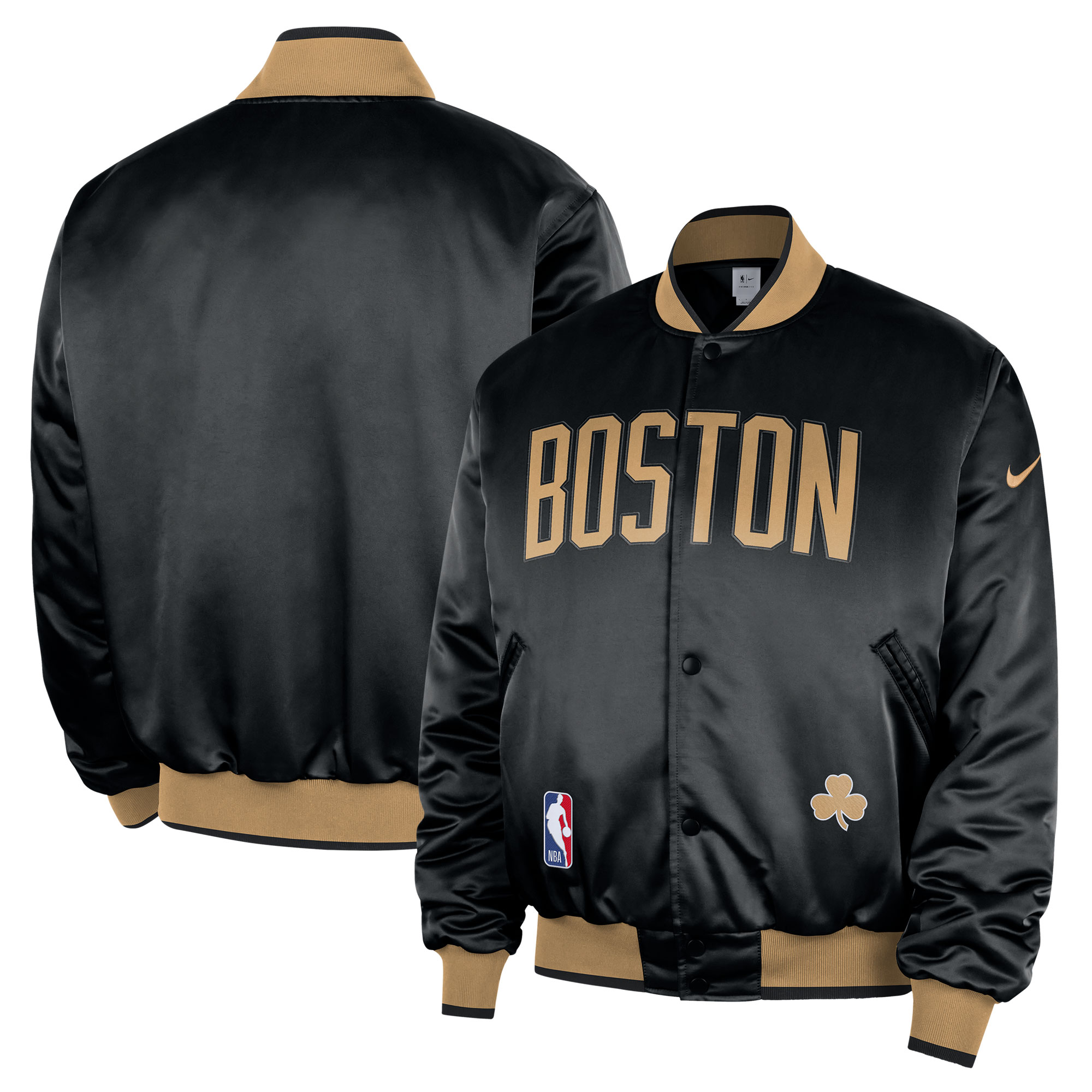 Men's Nike Black Boston Celtics 2025/26 City Edition Remix Courtside Full-Snap Bomber Jacket