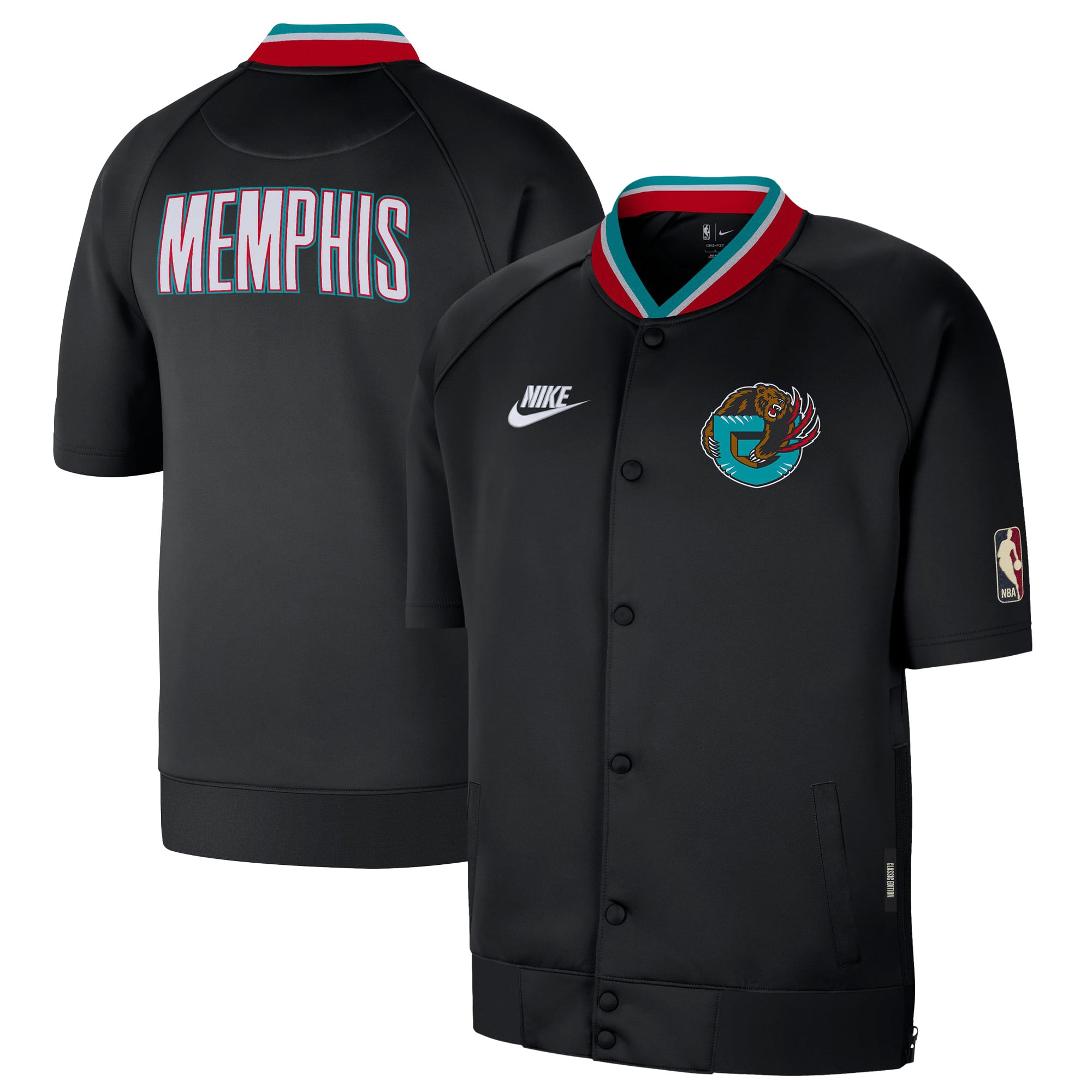 Men's Nike Black Memphis Grizzlies Classic Edition Hardwood Classics Authentic On-Court Game Full-Snap Jacket