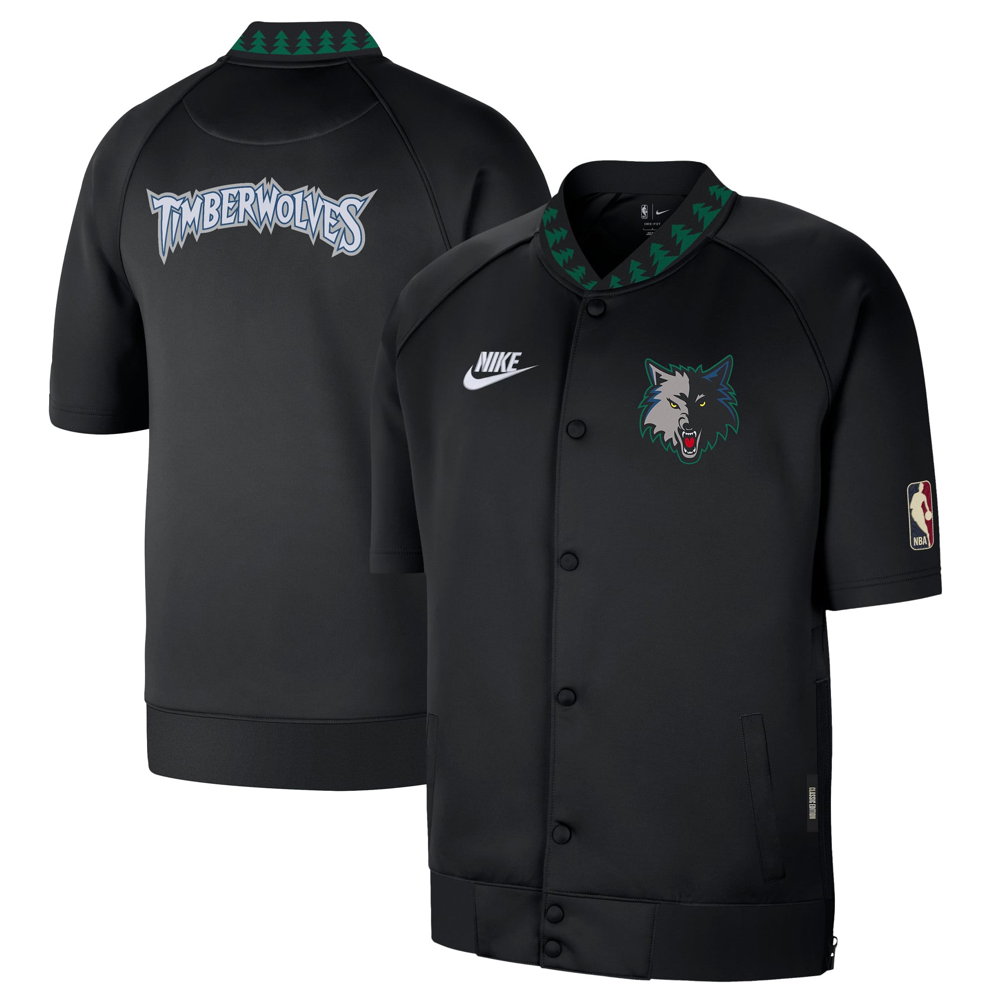 Men's Nike Black Minnesota Timberwolves Classic Edition Hardwood Classics Authentic On-Court Game Full-Snap Jacket