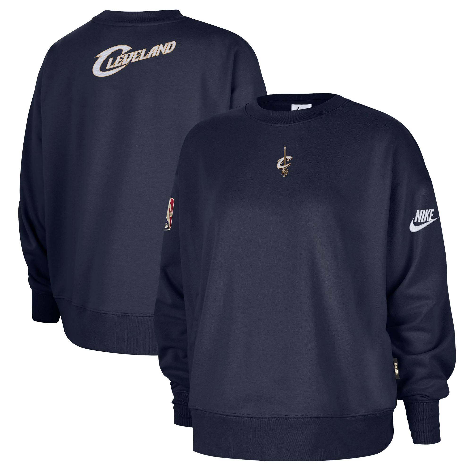 Women's Nike Navy Cleveland Cavaliers Classic Edition Hardwood Classics Premium Phoenix Fleece Sweatshirt