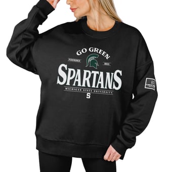 Women's Gameday Couture Black Michigan State Spartans Players Only Premium Pullover Sweatshirt