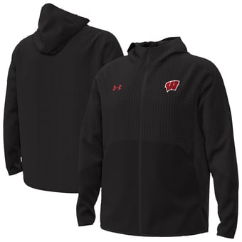 Men's Under Armour Black Wisconsin Badgers Unstoppable Raglan Full-Zip Jacket
