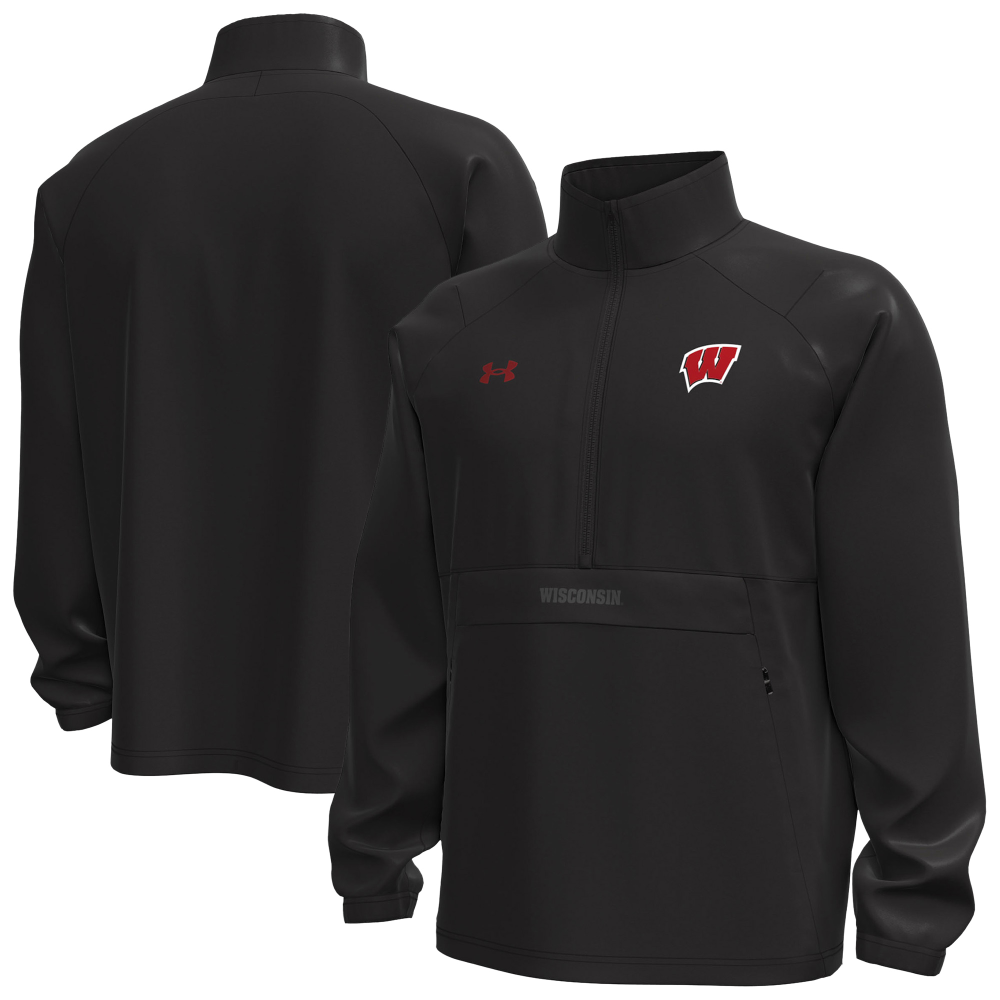 Men’s Under Armour Black Wisconsin Badgers Unstoppable Woven Anorak Storm Tech Half-Zip Jacket