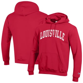 Men's Champion  Red Louisville Cardinals Basic Arch Fleece Pullover Hoodie