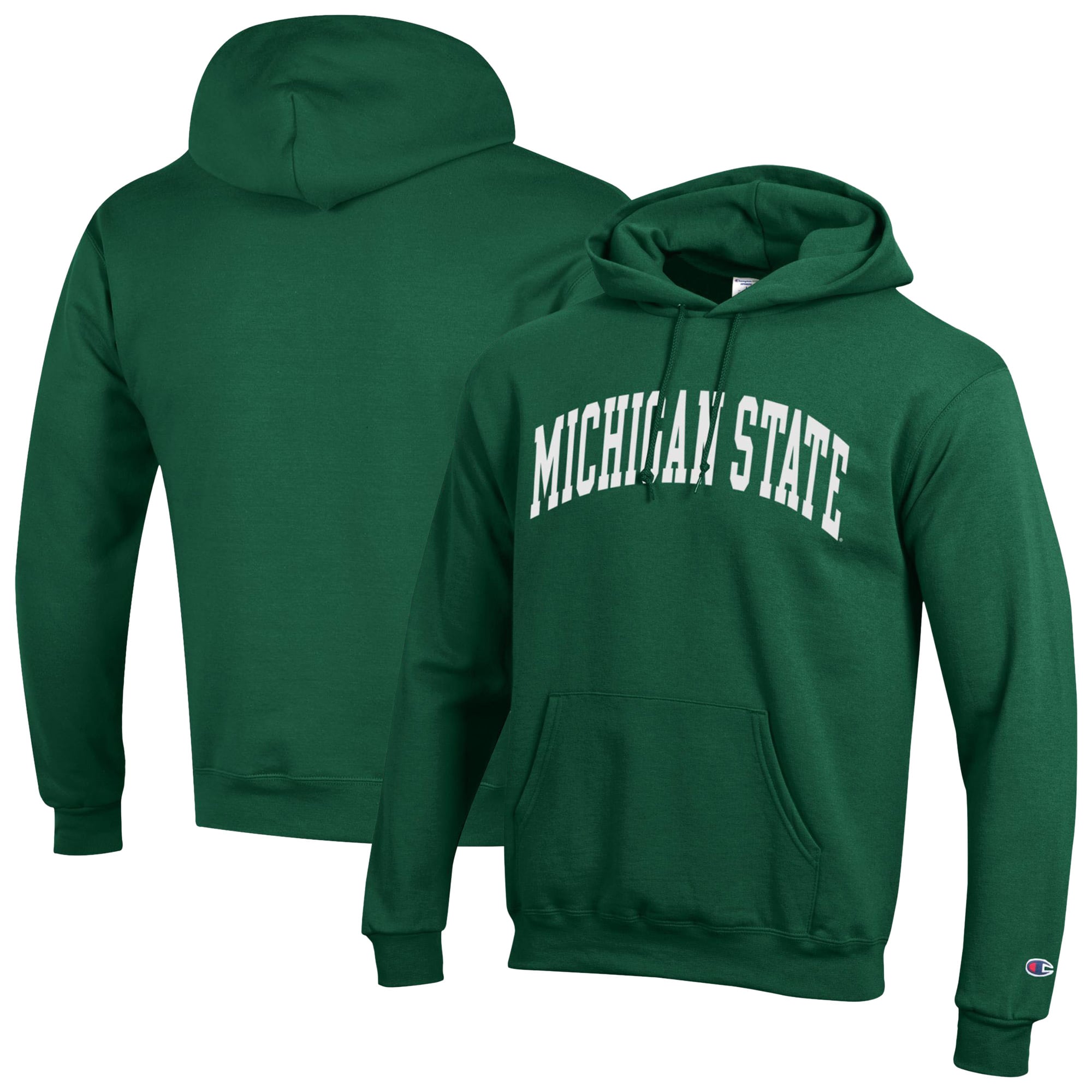 Men's Champion  Green Michigan State Spartans Basic Arch Fleece Pullover Hoodie