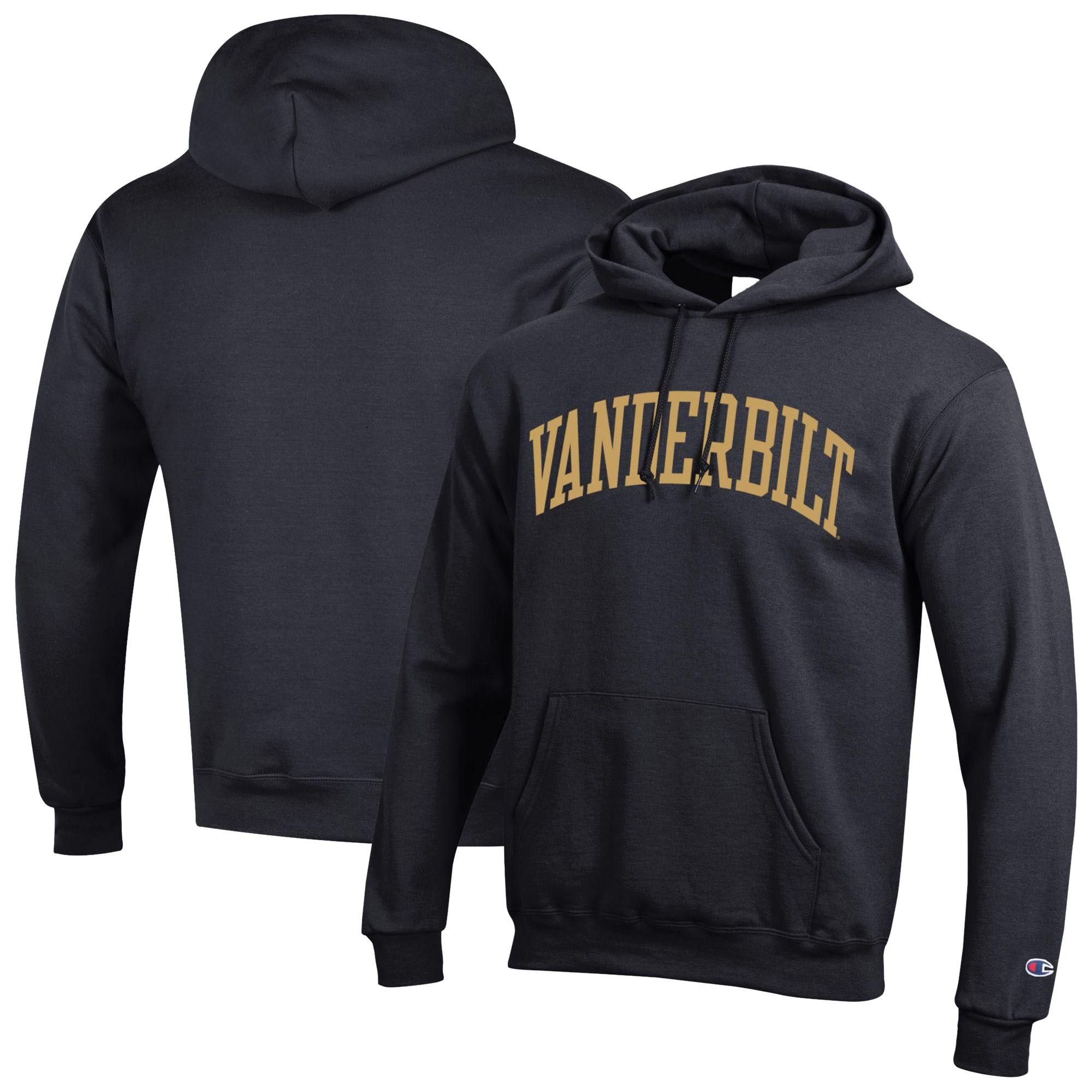 Men's Champion Black Vanderbilt Commodores Basic Arch Fleece Pullover Hoodie