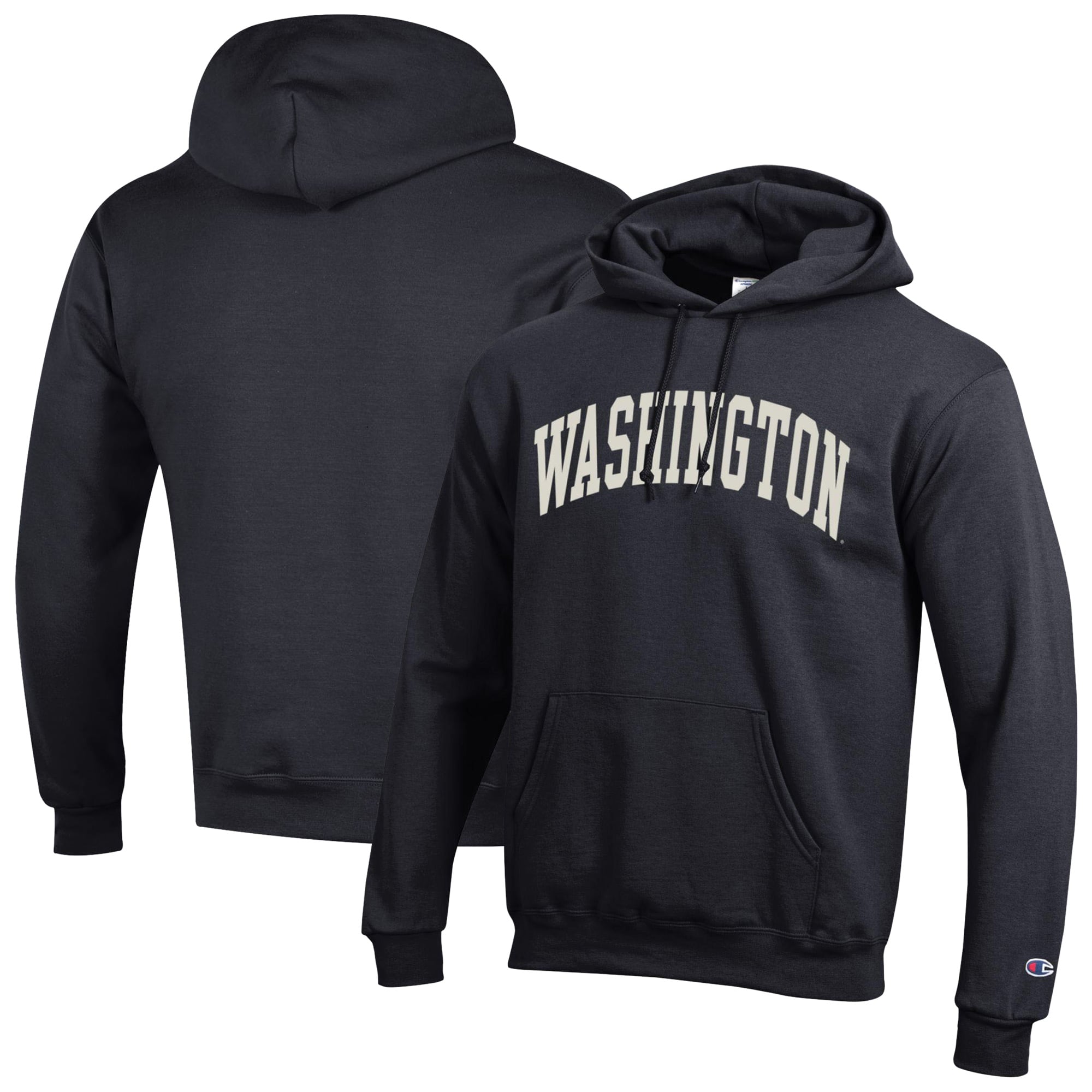 Men's Champion  Black Washington Huskies Basic Arch Fleece Pullover Hoodie