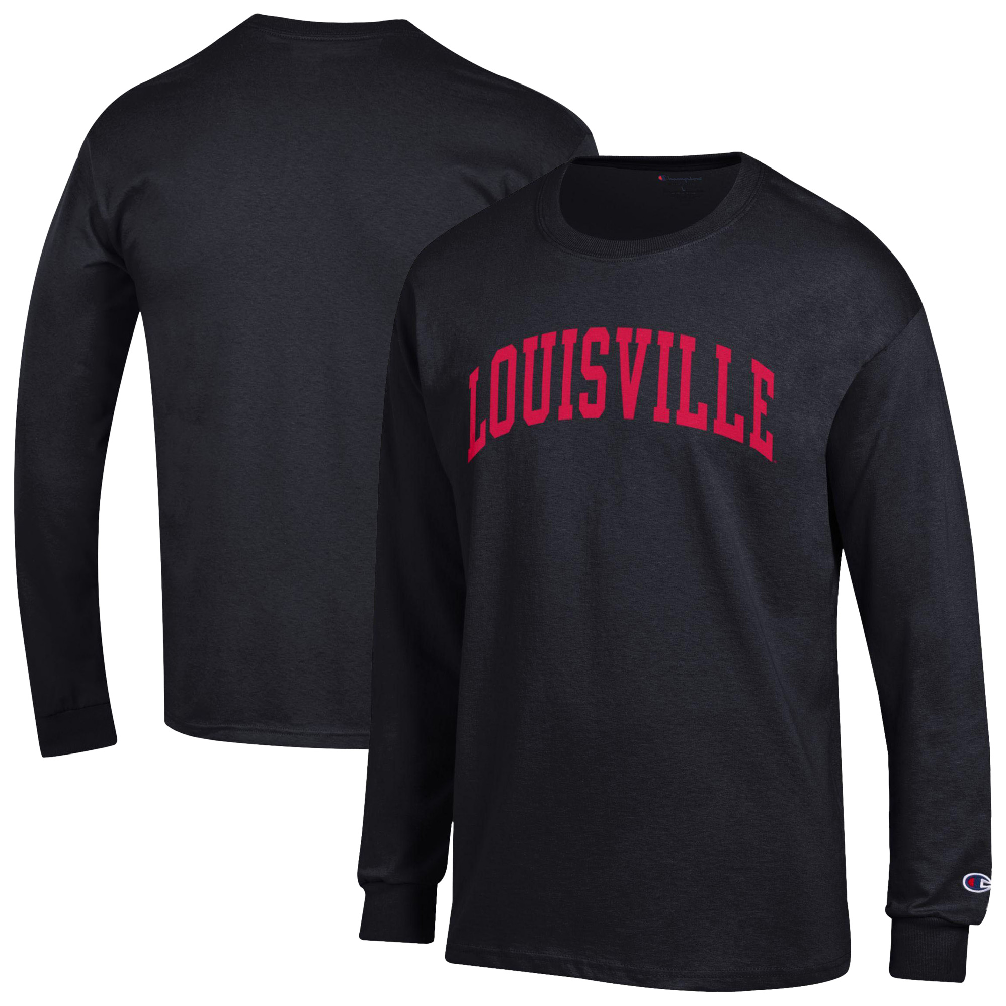 Men’s Champion Black Louisville Cardinals Basic Arch Long Sleeve T-Shirt Men’s Champion Black Louisville Cardinals Basic Arch Long Sleeve T-Shirt
