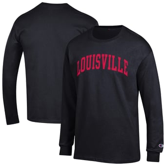 Men's Champion  Black Louisville Cardinals Basic Arch Long Sleeve T-Shirt