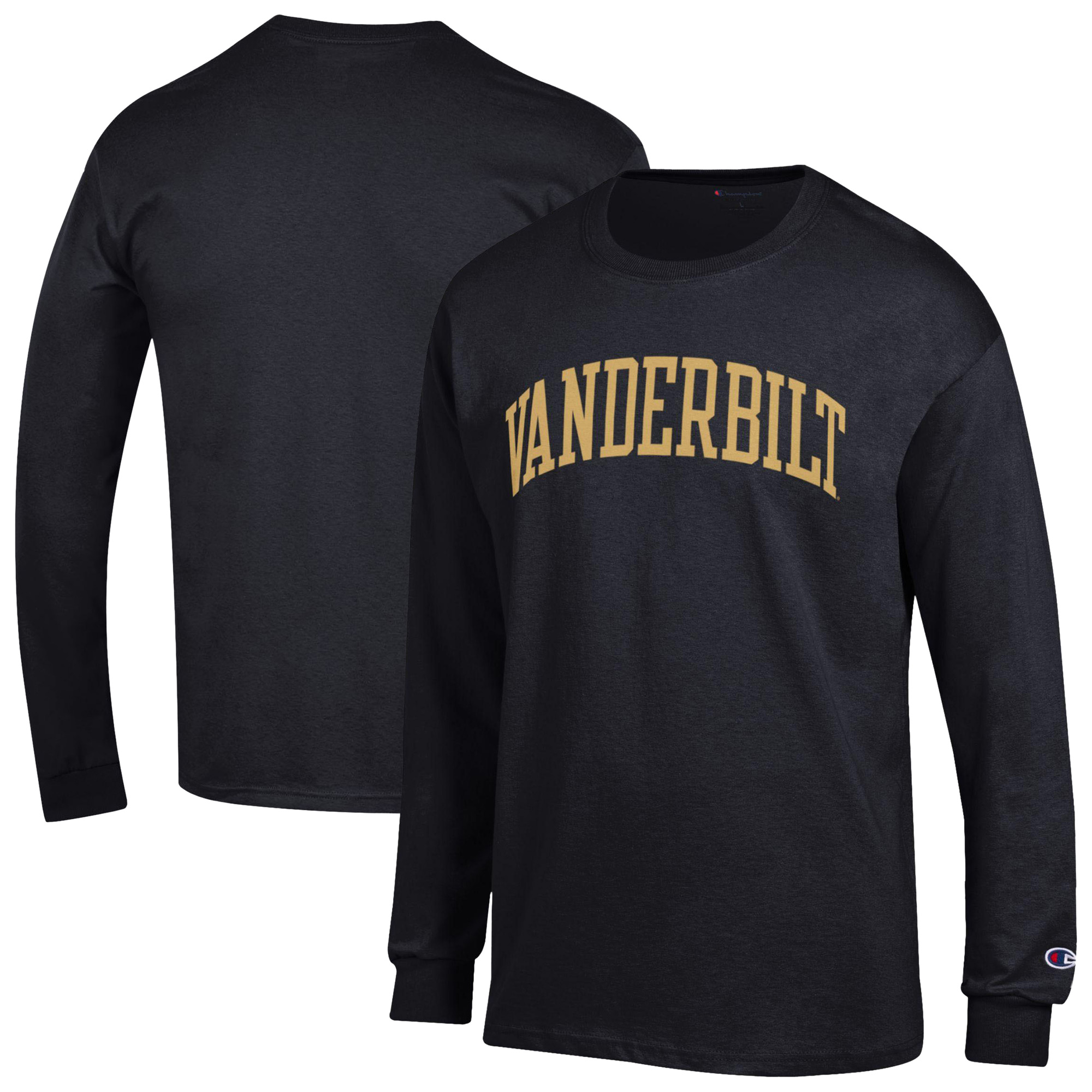 Men's Champion Black Vanderbilt Commodores Basic Arch Long Sleeve T-Shirt