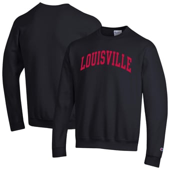 Men's Champion  Black Louisville Cardinals Basic Arch Fleece Pullover Sweatshirt