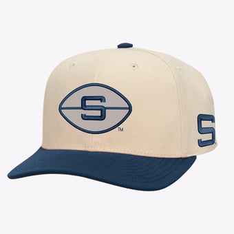 Men's Mitchell & Ness Cream/Navy Penn State Nittany Lions Two-Tone Pro Crown Adjustable Hat