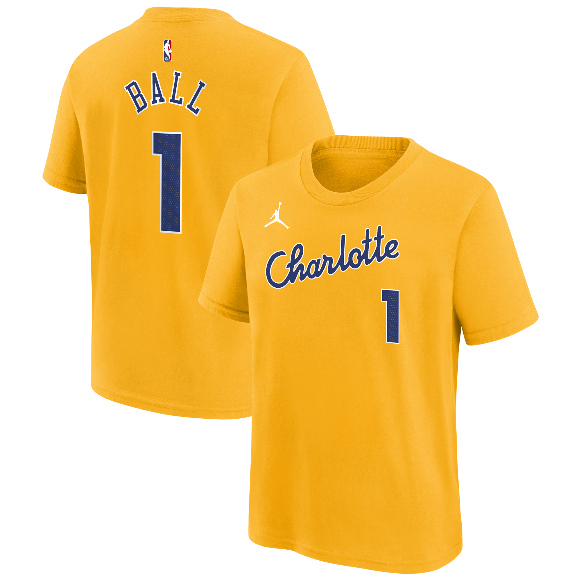 Youth Nike LaMelo Ball Yellow Charlotte Hornets 2025/26 City Edition Name & Number T-Shirt