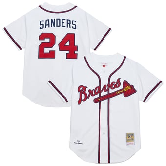 Men's Mitchell & Ness Deion Sanders White Atlanta Braves Cooperstown Collection 1992 Authentic Jersey