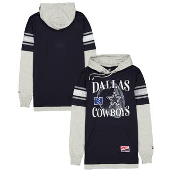 Men's New Era Navy Dallas Cowboys Twofer Layered Long Sleeve Hoodie T-Shirt