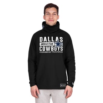 Men's New Era Black Dallas Cowboys Functional Fandom Balaclava Helmet Stripe Tri-Blend Hoodie
