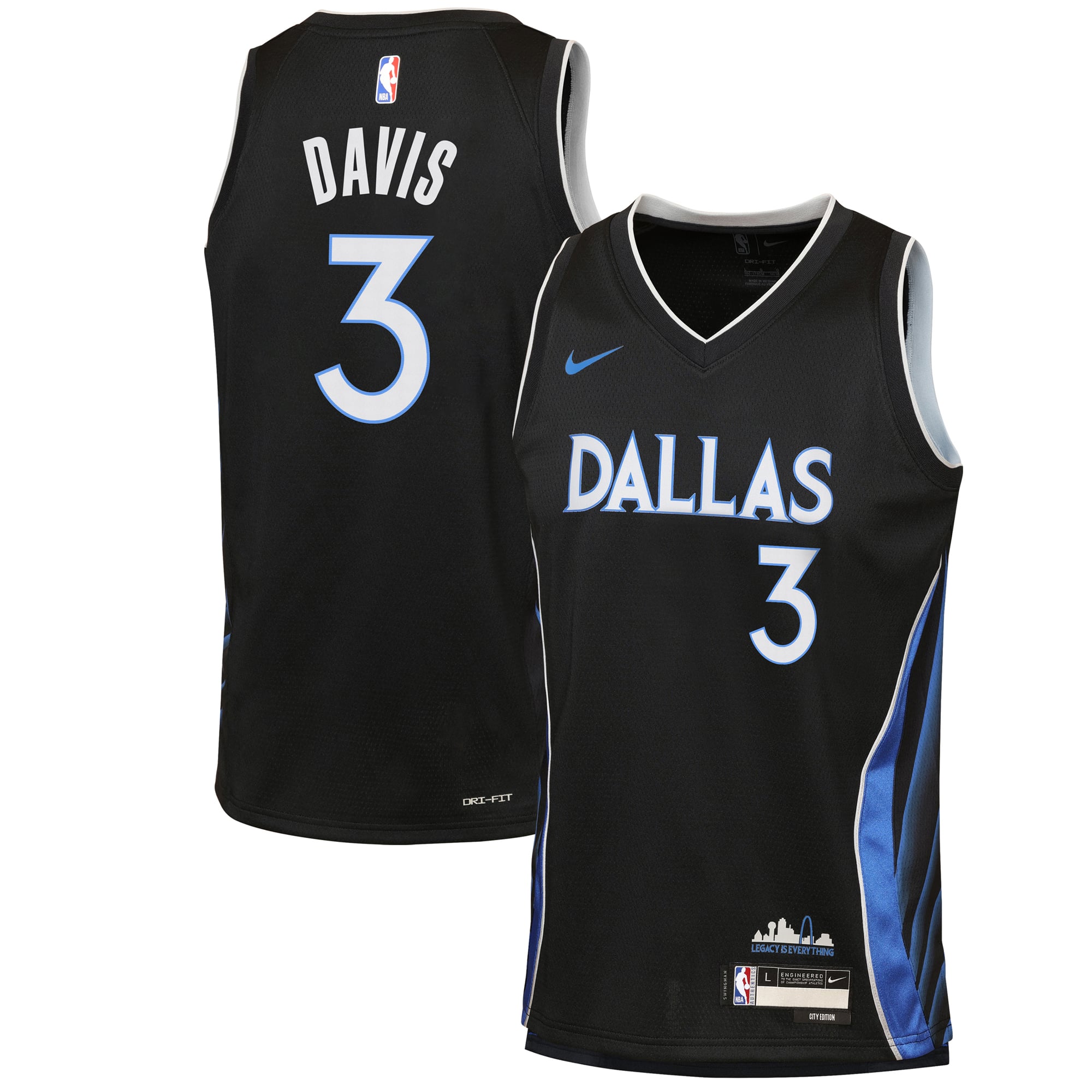 Youth Nike Anthony Davis Black Dallas Mavericks 2025/26 City Edition Swingman Jersey