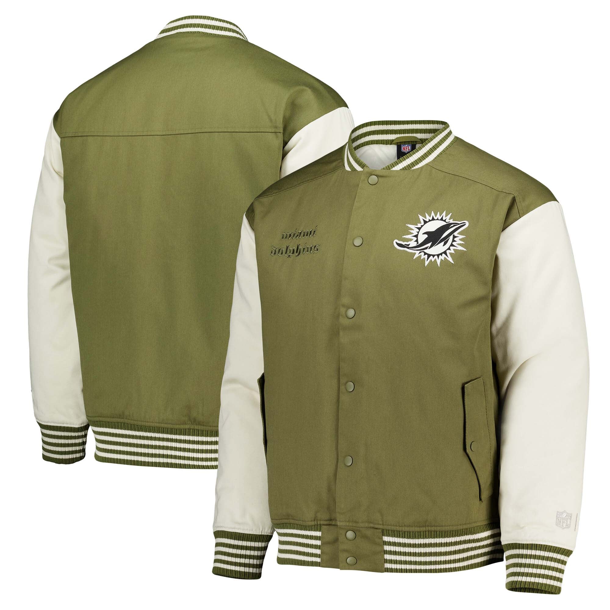 Miami Dolphins Elements Varsity Jacket - Safari - Mens