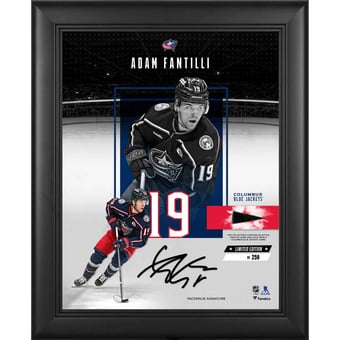 Adam Fantilli Columbus Blue Jackets Facsimile Signature Framed 11" x 14" Showcase Collage with a Piece of Game-Used Puck - Limited Edition of 250